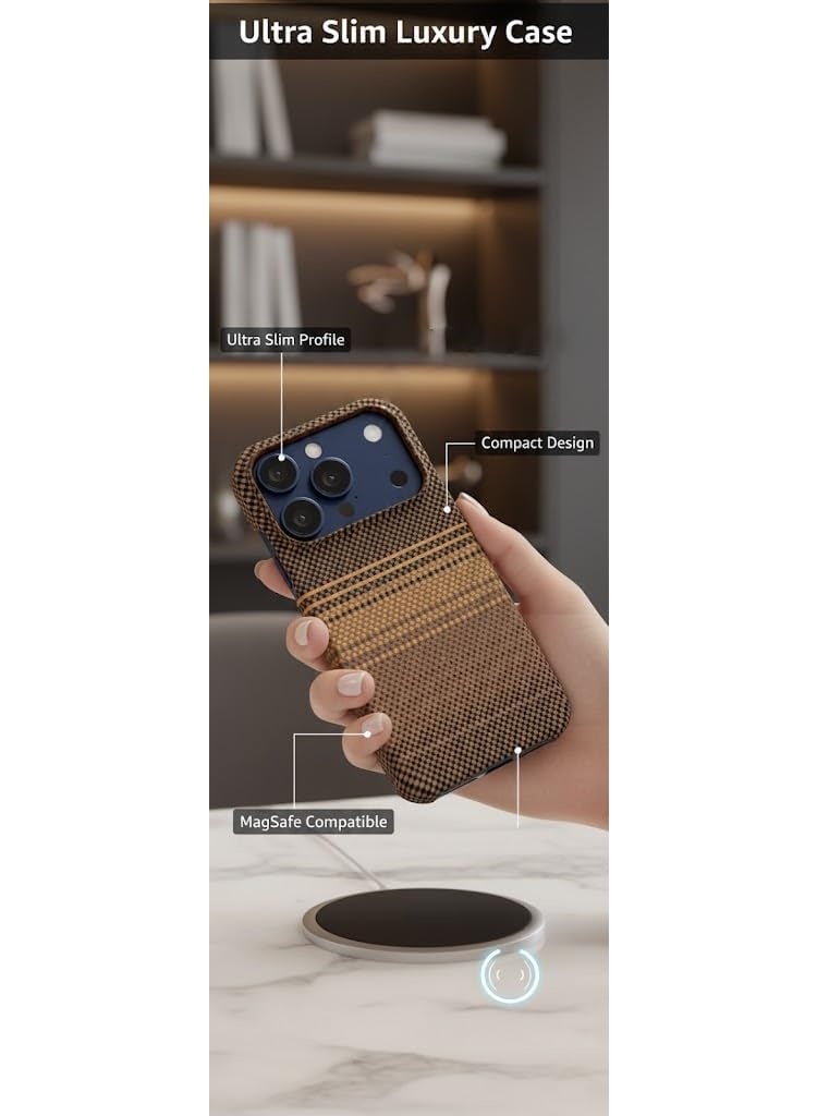 Phoni Ultra Slim Magnetic Case for iPhone 17 Pro, Compatible with MagSafe, Thin Lightweight Matte Phone Case, Carbon Fiber Style Texture, Raised Camera Protection (Smoked Cocoa – Brown Carbon) - Image 4